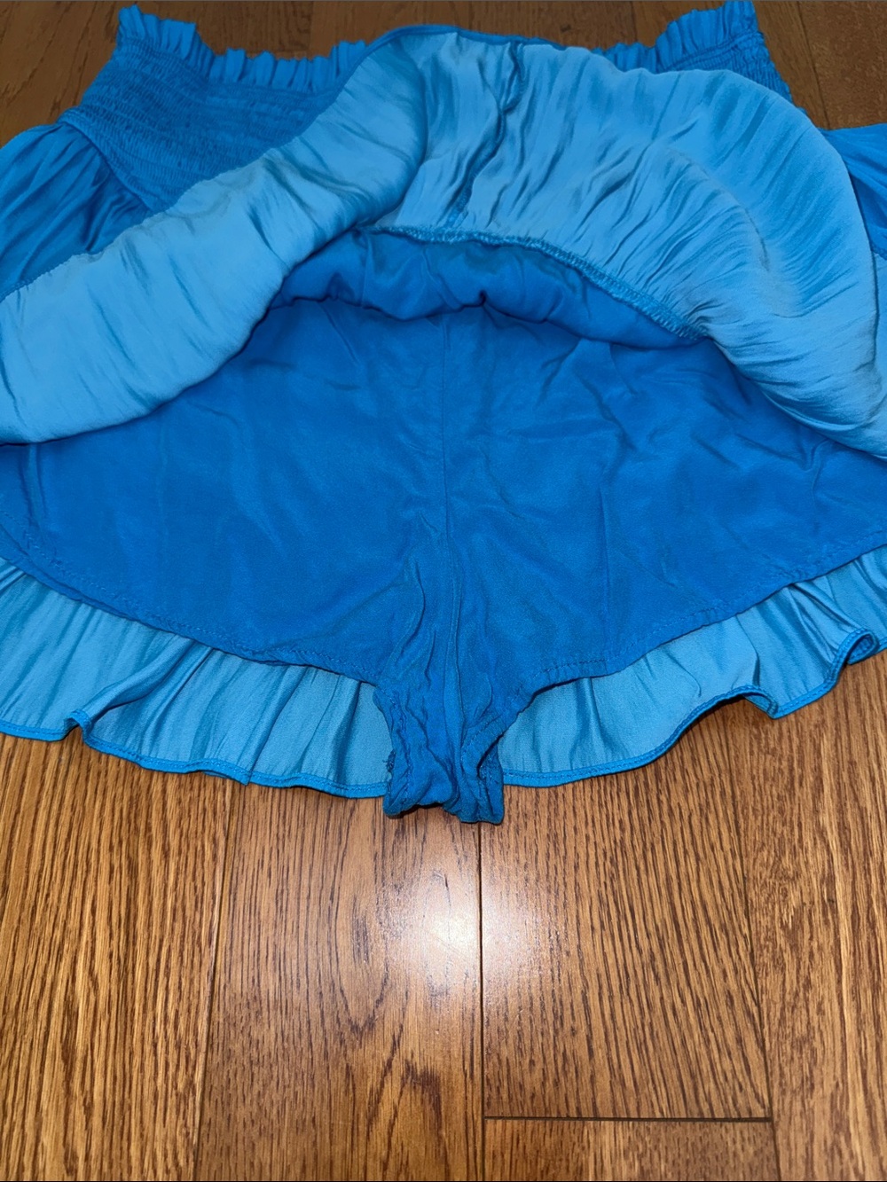 Mustard Seed Bright Blue Tiered Smocked Mini Skirt - Picture 4 of 4